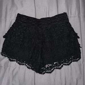 No Boundaries Black Crochet Shorts